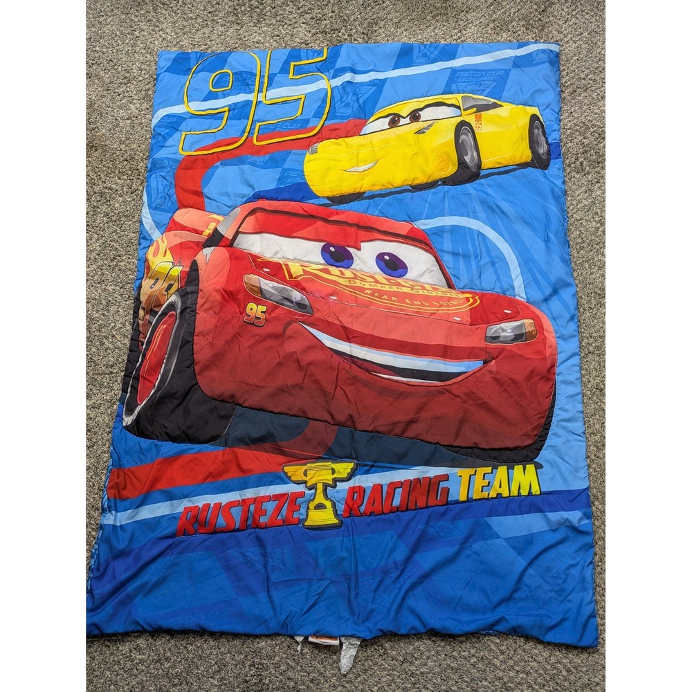 Disney Cars Lightning McQueen Blue Boys Comforter Blanket RustEze Racing Team 95
